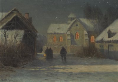 Msza o północy, noc Bożego Narodzenia w Bertincourt, Szampania autorstwa Armand Guery