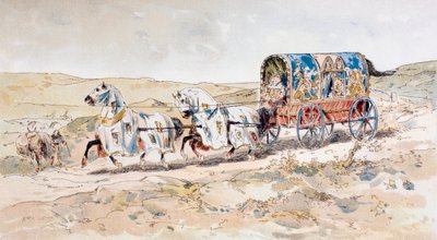 Powóz damski ciągnięty przez konia z XIII w., 1886 r. autorstwa Armand Jean Heins