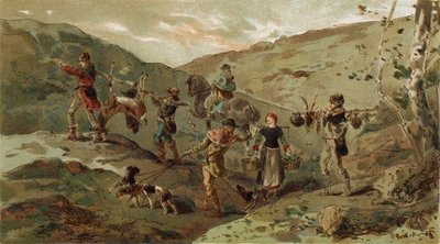 Polowanie i tragarze, XIII wiek autorstwa Armand Jean Heins