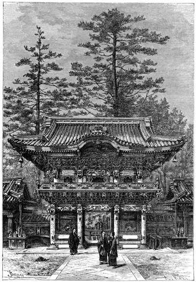Portyk Świątyni Czterech Smoków Nikko Toshogu, Nikko, Japonia, 1895. autorstwa Armand Kohl