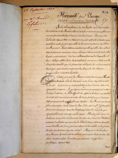 Memorandum w sprawie konieczności przyjęcia przez Europę nowego prawa publicznego autorstwa Armand Lefebvre