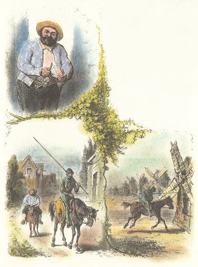 Ilustracja Armanda-Louis-Henri Telory do dziecięcej adaptacji Don Quichot autorstwa Armand Louis Henri Telory