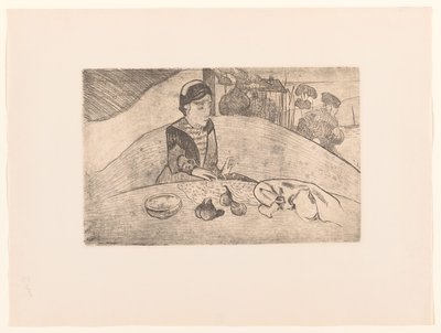Żona bretońskiego rolnika przy stole La femme aux figi autorstwa Armand Seguin (possibly)