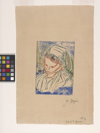 Bretonne De Pont-Aven (Bretonka z Pont-Aven) (drzeworyt z kolorystyką lalek) autorstwa Armand Séguin
