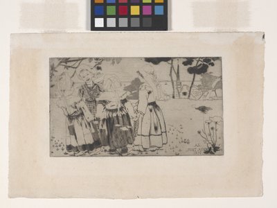 La Ronde De Pont-Aven (Taniec w Pont-Aven) (akwaforta, akwatinta i sucha igła) autorstwa Armand Séguin