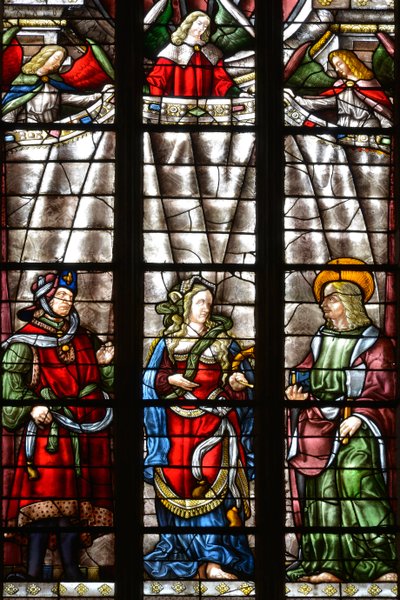 Prorok Daniel, Sybilla Cimmerienne i św. Mateusz Ewangelista - Witraż kaplicy Saint Louis, Arnaud de Moles (1470-1520) ukończony w 1513 r. - Cathedrale Sainte Marie d