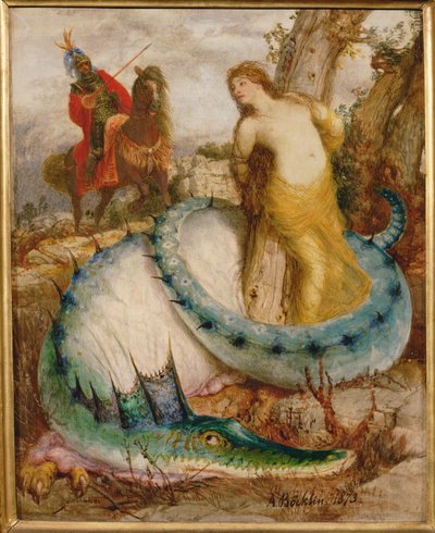 Angelica und der Drache - Angelica i smok ... (tempera na drewnie) autorstwa Arnold Böcklin