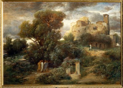 Die Pilger auf dem Weg nach Emaus - Pielgrzymi w drodze do Emaus ... (obraz na płótnie) autorstwa Arnold Böcklin