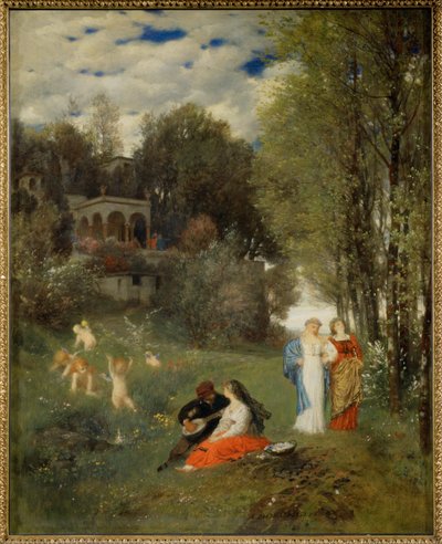 Ideale Fruehlingslandschaft - Idealny wiosenny krajobraz ... (obraz na płótnie) autorstwa Arnold Böcklin