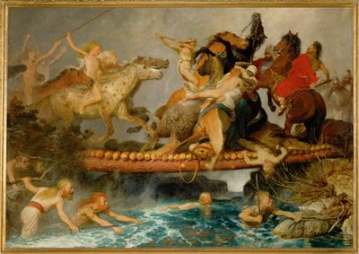 Kampf auf einer Bruecke - Walka na moście ... (obraz na płótnie) autorstwa Arnold Böcklin