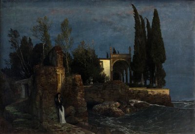 Willa nad morzem, ok. 1877 (olej na płótnie) autorstwa Arnold Bocklin