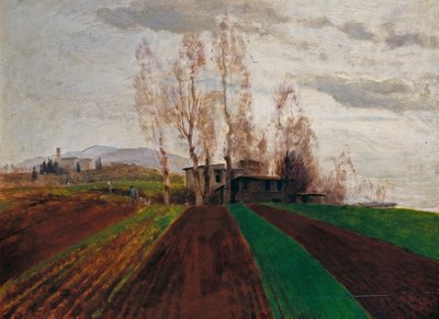 Pole uprawne wczesną wiosną / Zaorane pole wczesną wiosną autorstwa Arnold Böcklin