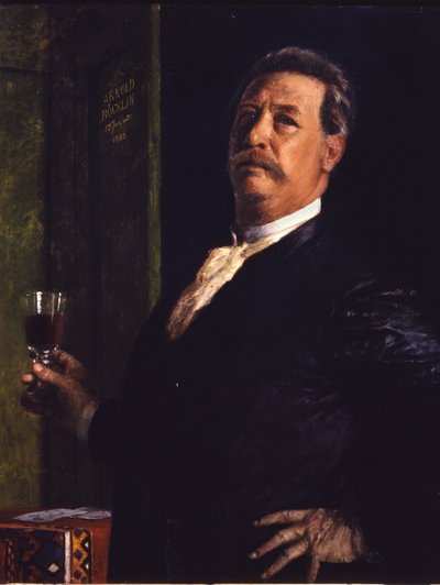 Autoportret z kieliszkiem wina autorstwa Arnold Böcklin