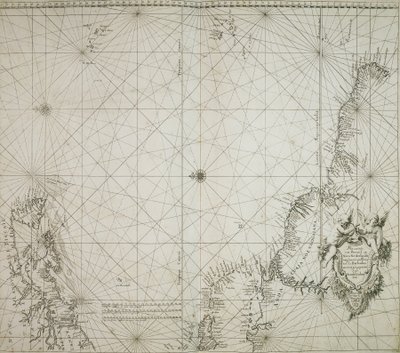 Mapa Brazylii oprawiona w "Atlas of werelts-water-deel en des selfs zee-custen" Jacoba Coloma. autorstwa Arnold Colom