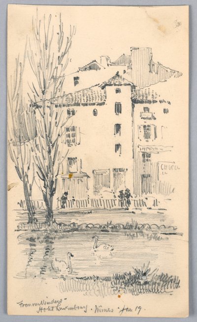 Hotel Luxembourg, Nîmes – z naszego okna autorstwa Arnold William Brunner