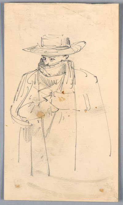 Szkic mężczyzny w płaszczu i szaliku autorstwa Arnold William Brunner