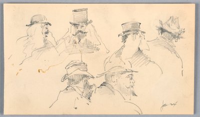 Szkice głów mężczyzn autorstwa Arnold William Brunner