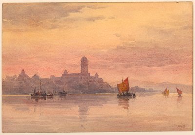 Zachód słońca nad żaglówkami autorstwa Arnold William Brunner