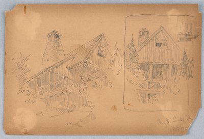Dwa szkice domku autorstwa Arnold William Brunner