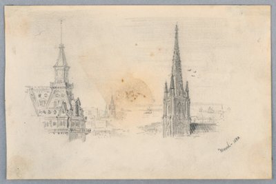 Dwa szkice wież autorstwa Arnold William Brunner
