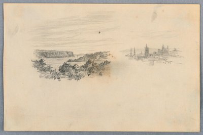 Dwa widoki, krajobraz i panoramę miasta autorstwa Arnold William Brunner