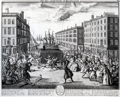 Widok i humory Billingsgate, 1736 autorstwa Arnold van Haecken