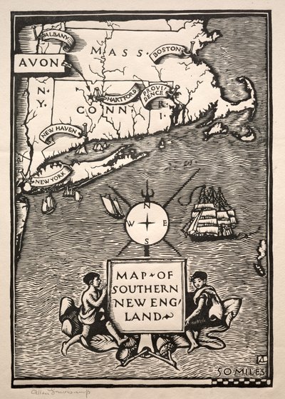 Mapa południowej Nowej Anglii autorstwa Arthur Allen Lewis