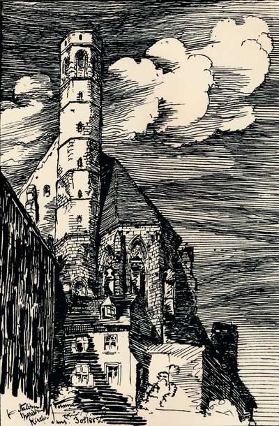 "Włoski Marienkirche, Wiedeń", ok. 1900 autorstwa Arthur Beresford Pite