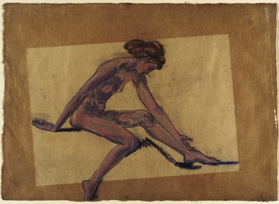 Sitzender weiblicher Akt im Profil, nach vorne gebeugt autorstwa Arthur Bowen Davies