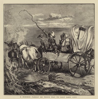 Rodzina mormonów w drodze do Salt Lake City autorstwa Arthur Boyd Houghton