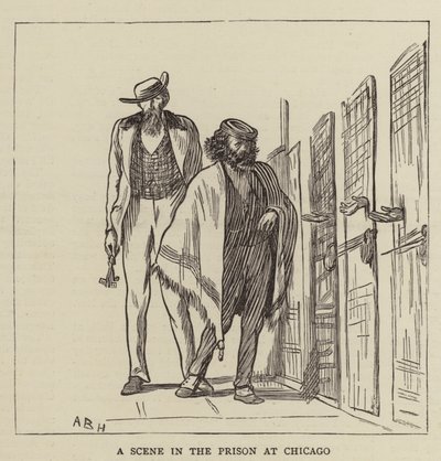 Scena w więzieniu w Chicago autorstwa Arthur Boyd Houghton