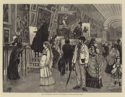 Studenci sztuki kopiują obrazy w Luwrze, Paryż autorstwa Arthur Boyd Houghton