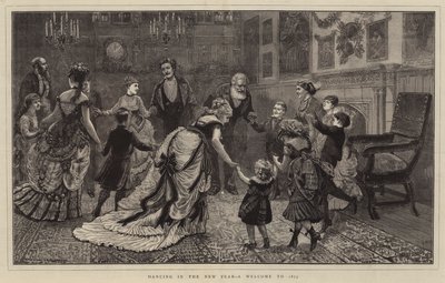 Taniec w Nowy Rok, powitanie w 1873 roku autorstwa Arthur Boyd Houghton