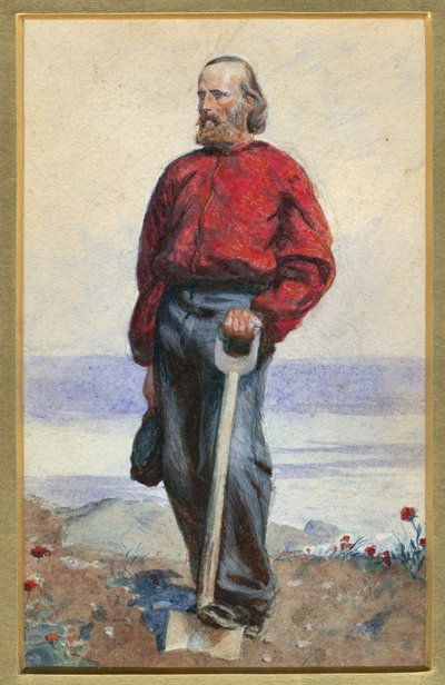 Giuseppe Garibaldi na wyspie Capri - Oeuvre de Arthur Boyd Houghton (1836-1875) - 1860 - Akwarela na papierze - 25,5x18 - Kolekcja prywatna autorstwa Arthur Boyd Houghton