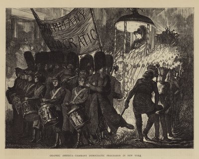 Graphic America, Tammany Democratic Procession w Nowym Jorku autorstwa Arthur Boyd Houghton