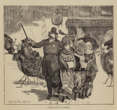 Graficzna Ameryka, Shakerzy, Konwój policyjny w Bostonie autorstwa Arthur Boyd Houghton