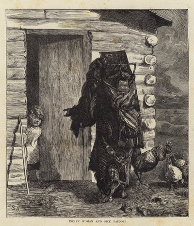 Hinduska i chory Papoose autorstwa Arthur Boyd Houghton