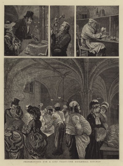 Przygotowania do uczty miejskiej, Guildhall Kitchen autorstwa Arthur Boyd Houghton