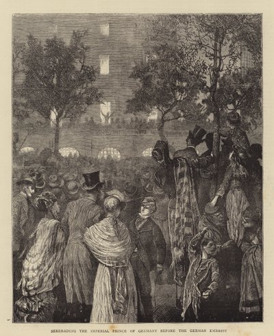 Serenada cesarskiego księcia Niemiec przed ambasadą Niemiec autorstwa Arthur Boyd Houghton