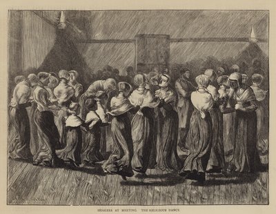 Shakers na spotkaniu, taniec religijny autorstwa Arthur Boyd Houghton