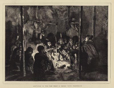 Szkice na Dalekim Zachodzie, dym z przyjaciółmi autorstwa Arthur Boyd Houghton