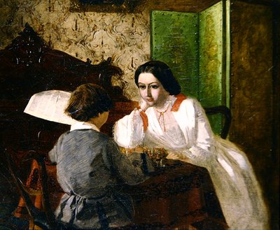 Karty do gry Brat i Siostra Artysty (olej na płótnie) autorstwa Arthur Boyd Houghton