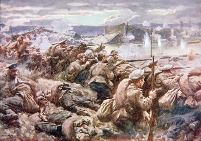 Bohaterska akcja rosyjskiej straży tylnej w wielkim polskim odwrocie (kolor lito) autorstwa Arthur C. (after) Michael