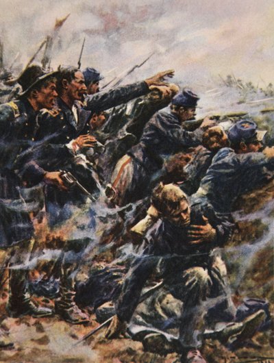 Przypływ w Gettysburgu, ilustracja z „This Country of Ours, The Story of the United States” H.E. Marshall autorstwa Arthur C. (after) Michael