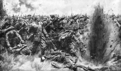 Zmasowany niemiecki atak na front brytyjski, I wojna światowa, 1914 1926. autorstwa Arthur C. Michael