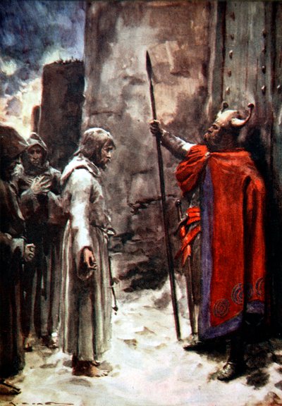 Henryk IV Niemiec poza bramami Canossy, Włochy, 1077 1913 autorstwa Arthur C Michael