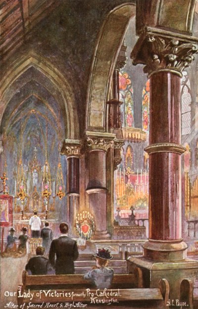 Our Lady of Victories, Kensington, Londyn (kolor lito) autorstwa Arthur Charles (after) Payne