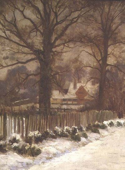 Wiązów na Śnieżnej Uliczce (olej na płótnie) autorstwa Arthur Claude Cooke