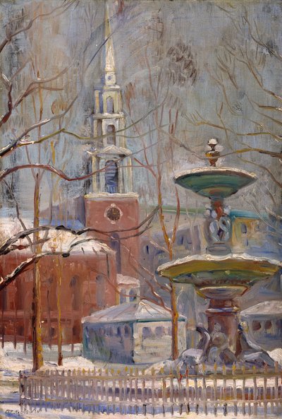 Park Street w Boston Commons, c.1910-20 autorstwa Arthur Clifton Goodwin