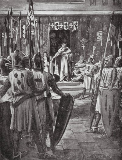 Henryk III i baronowie (litografia) autorstwa Arthur David (after) McCormick